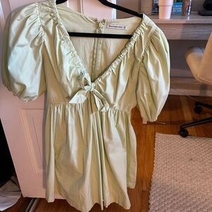 Abercrombie green puff sleeve dress size small